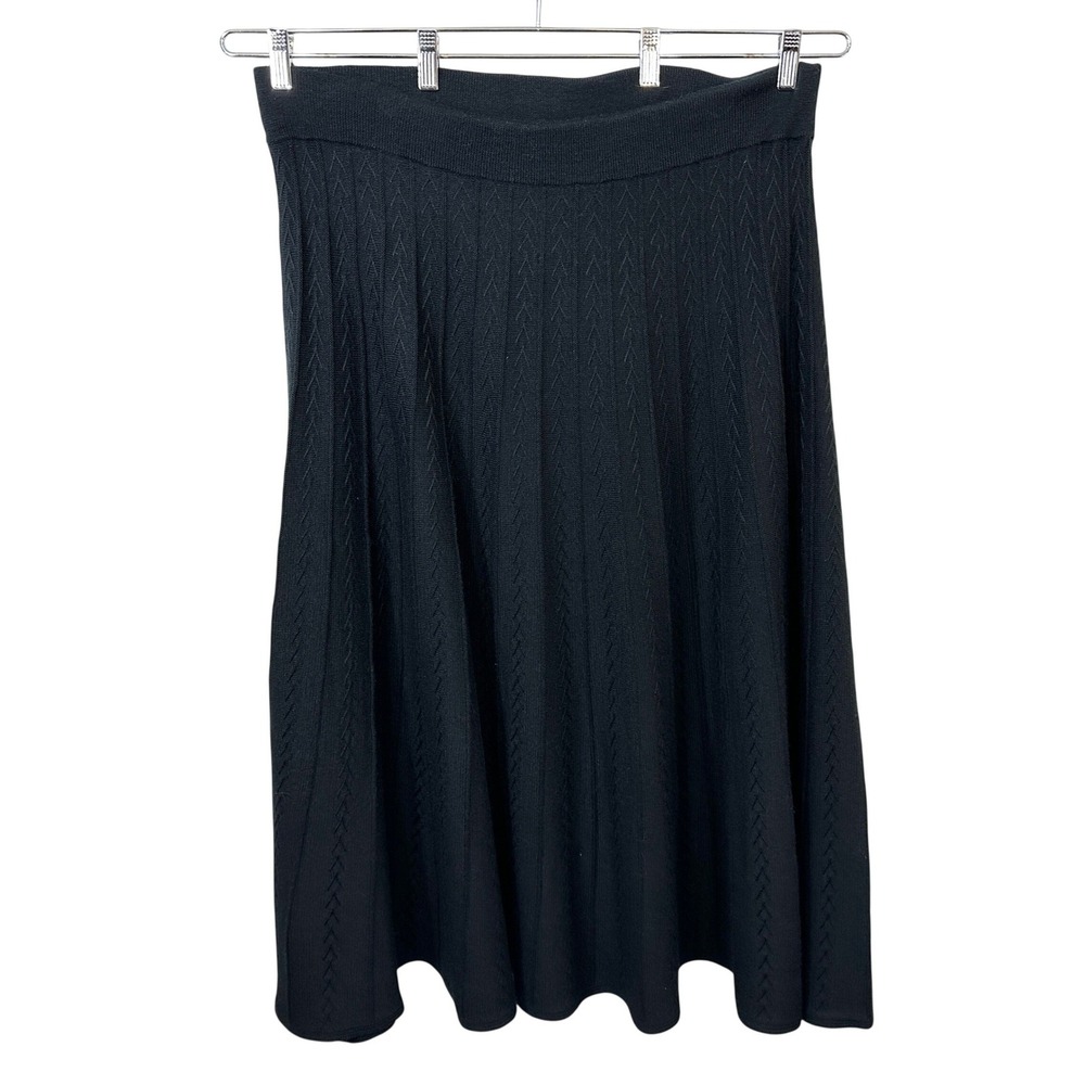 Dialogue Plus Sz 2X Midi Skirt Heavy Knit Wool Black Fall Academia Cottagecore A